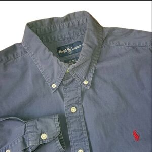 Ralph Lauren Blake Button Up Shirt Mens XXL BLUE Long Sleeve RED Pony 2XL